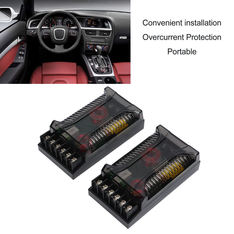  [AUSTRALIA] - 2 Way Speaker Frequency Divider, 2Pcs 2 Way Car Audio Crossover Overcurrent Protection Universal Heat Dissipation Speaker Frequency Divider