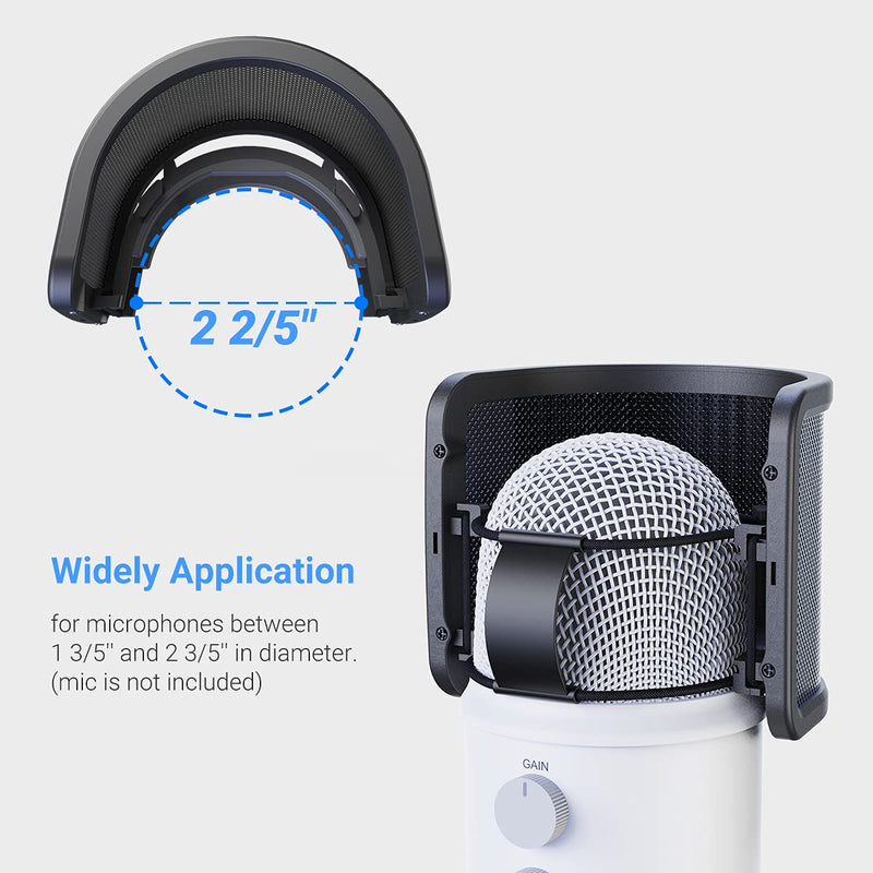  [AUSTRALIA] - Pop Filter, FIFINE Mic Pop Screen with Metal Mesh, Compact Microphone Pop Shield Windscreen for Recording Studio, Youtube Videos, Streaming, Podcast (Black)