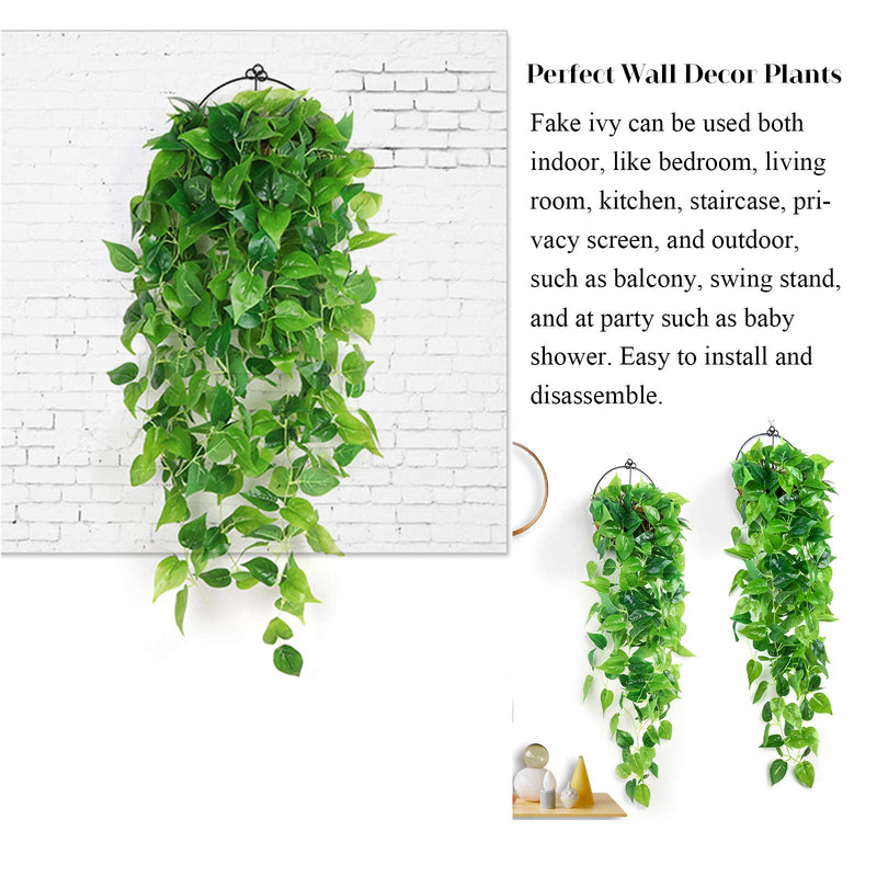  [AUSTRALIA] - 4 Pcs Artificial Hanging Plants 3.6ft Fake Ivy Vines, Fake Ivy Leaves Hanging Plant Wall Plants for Wall Decor Home Garden Wedding Party Indoor Outdoor Decoration (Basket Not Included) Green