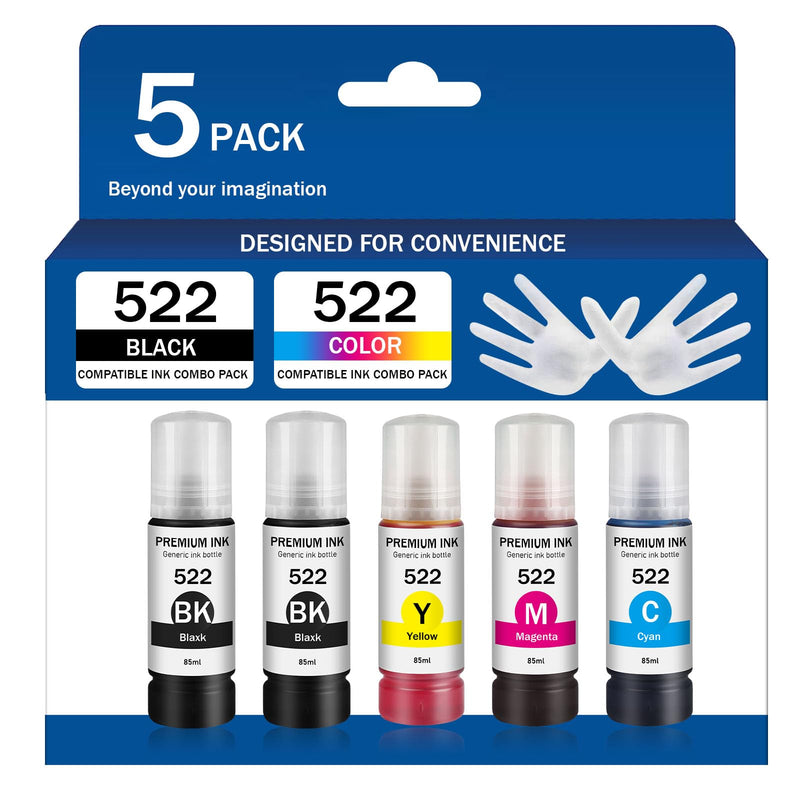  [AUSTRALIA] - 522 Ink Refill Bottles (Non-Sublimation Ink) Replacement for Epson 522 T522 Refill Ink Refill Bottles, Compatible with Use for EcoTank ET-2803 ET-2800 ET-2720 ET-4700 ET-4800 Printer