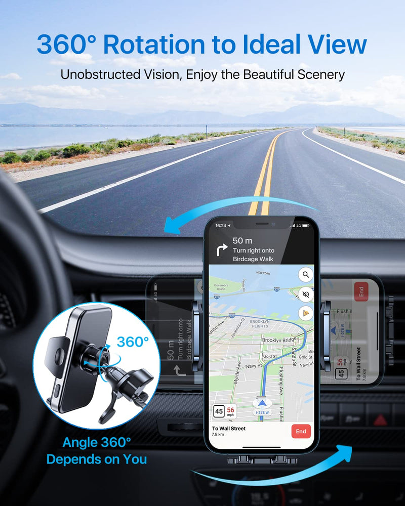  [AUSTRALIA] - andobil Car Vent Phone Holder Mount [Upgraded Steel Hook, 3-Point Stable] Universal Vent Clip Cell Phone Holder Compatible with iPhone 14 Pro Max, Plus, 13, 12, S22, S23 etc, 360 Adjustable Holder Black