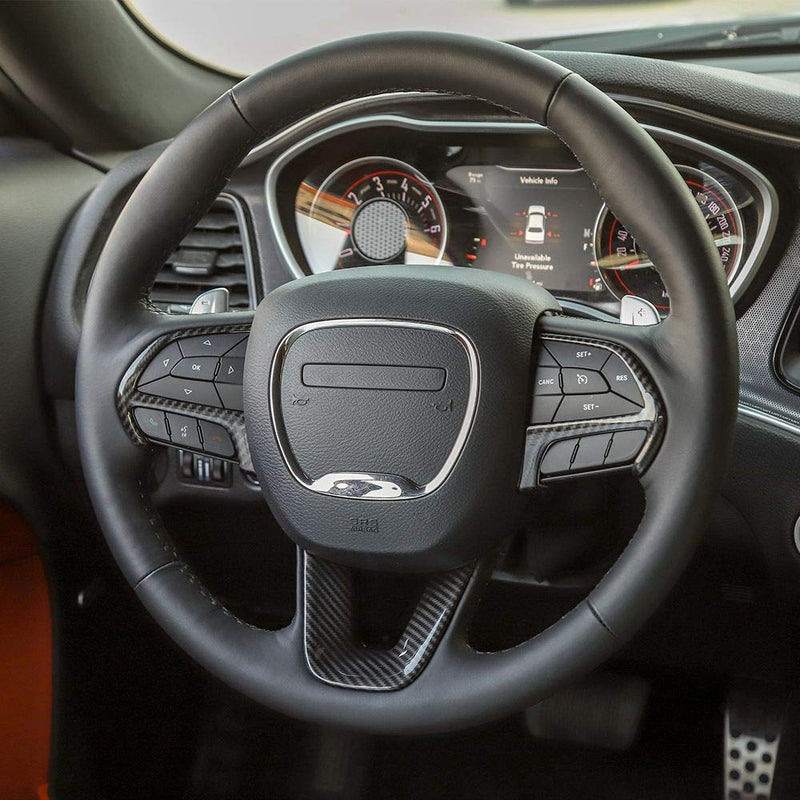  [AUSTRALIA] - JeCar Steering Wheel Moulding Frame Cover Trim Challenger Accessories for Dodge Challenger 2015-2019 Carbon Fiber Pattern