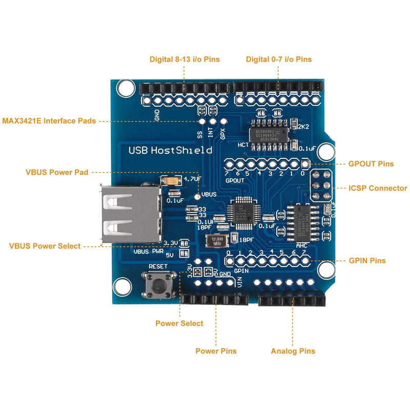  [AUSTRALIA] - USB Host Shield Compatible for Arduino MEGA 2560 1280 Support Google Android ADK & USB HUB Function