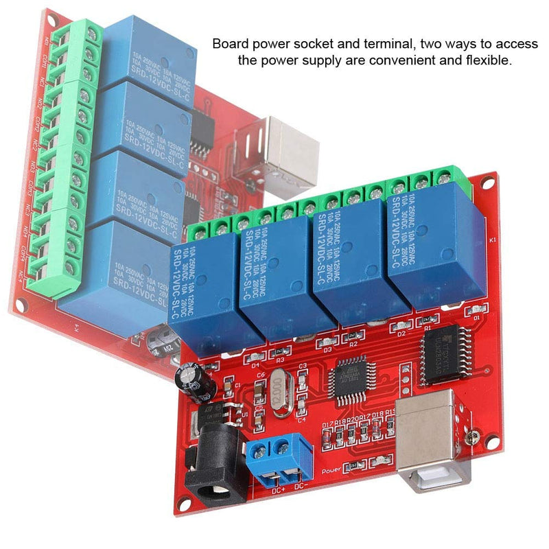  [AUSTRALIA] - Diyeeni 4-Channel 12V USB Control Switch Relay Module, Relay Board Computer Smart Switch Controller, PC Relay Module Expansion Board, Relay Board for Automation