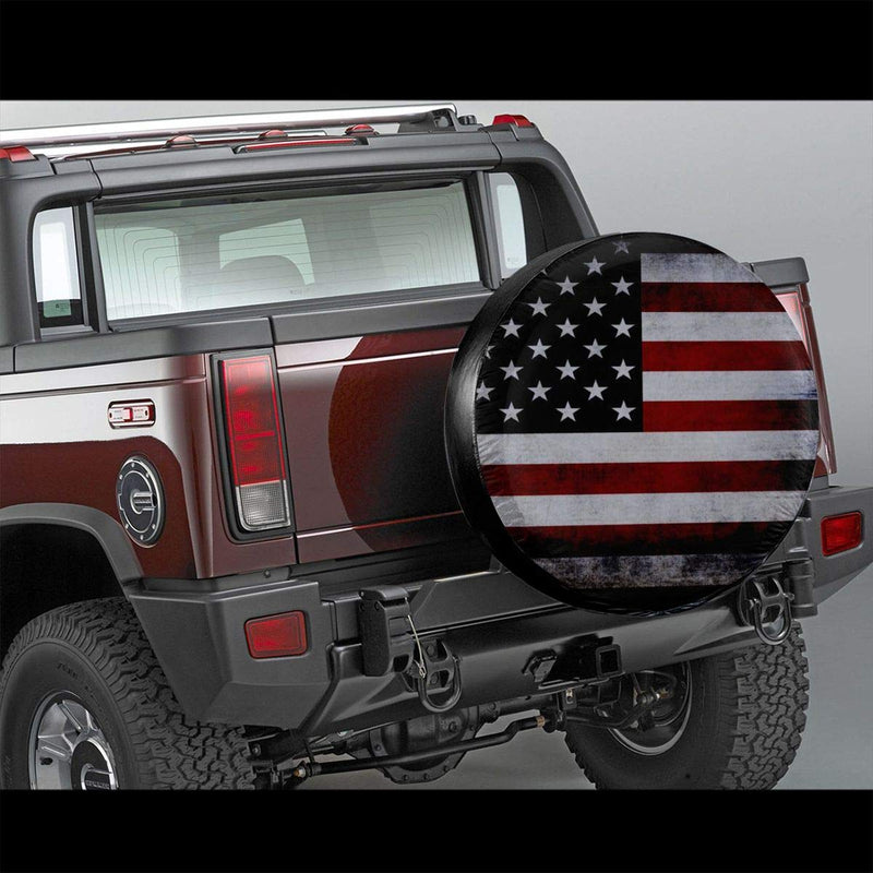  [AUSTRALIA] - Jackmen Spare Tire Cover American Flag Polyester Universal Sunscreen Corrosion Protection Wheel Covers for Jeep Trailer RV SUV Truck and Many Vehicles (14" 15" 16" 17") American Flag 1 15'' for diameter 27''-29''