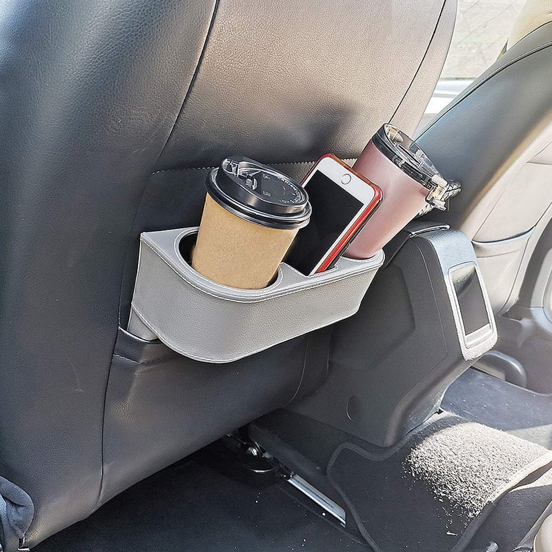 [AUSTRALIA] - AGOLUO Car Cup Holder Expander with PU Leather Cover, Multifunction Car Seat Pocket Glove Phone Mount Organizer,Car Back Seat Storage for Drink Mug Bottle CellPhones Coasters Cards (Gray) Gray