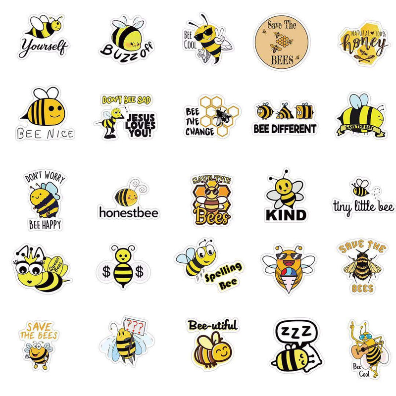  [AUSTRALIA] - 50 PCS Honey Bee Inspirational Stickers, Vinyl Waterproof Reward Motivational Stickers for Teens, Kids, Youth, Adults, Cute Positive Words Stickers for Hydro Flasks, Water Bottle, Laptop, Skateboard Type-b
