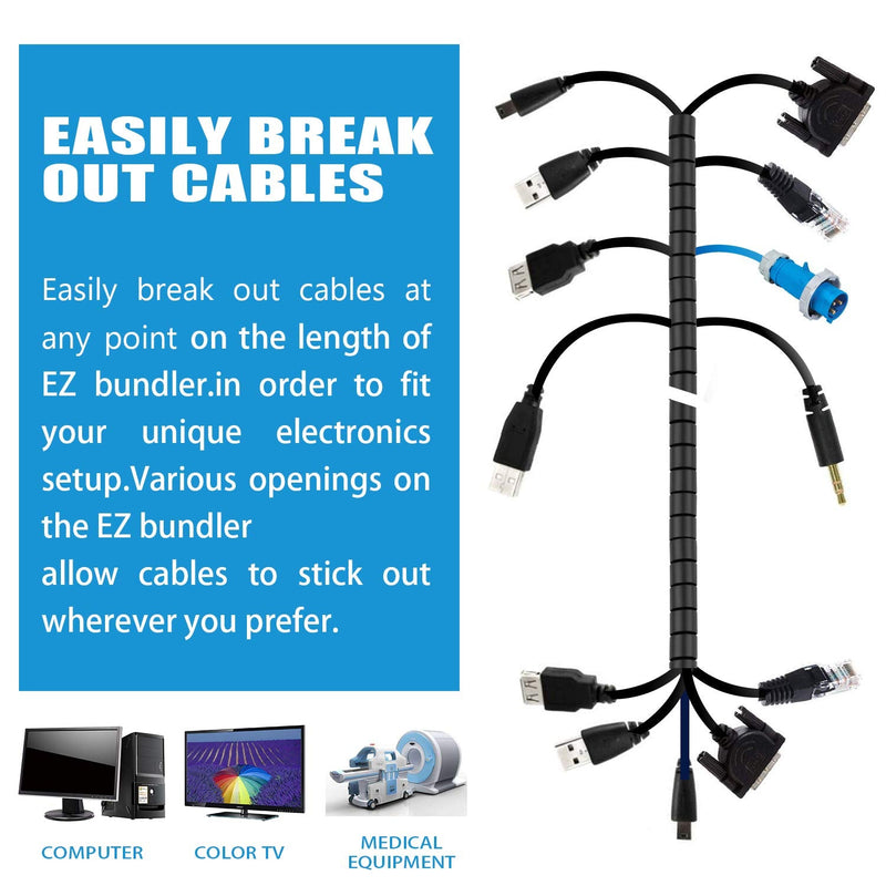  [AUSTRALIA] - Chengsi Cable Sleeve Organizer 19.7ft Cord Wire Wrap Coiled Tube Sleeve Cable Management Sleeve for Home Office PC TV Black 118.1inch*0.62inch*2pcs