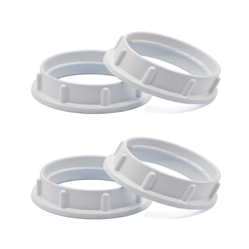  [AUSTRALIA] - Light Socket Shade Rings,Aluminum Threaded Socket Ring for Medium Base E26 Sockets,Retaining Rings for Glass Lamp Shades/Light Fixtures (4-Pack White Color/For Thread Diameter 1-1/2 Inches) 4-Pack White Aluminum/ Thread Diameter 1.5"