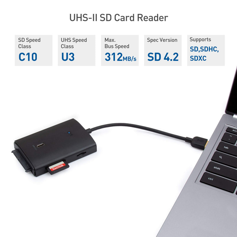  [AUSTRALIA] - Cable Matters 10Gbps USB 3.1 Gen 2 Multiport USB Hub with USB to SATA, USB C, and UHS-II Memory Card Reader