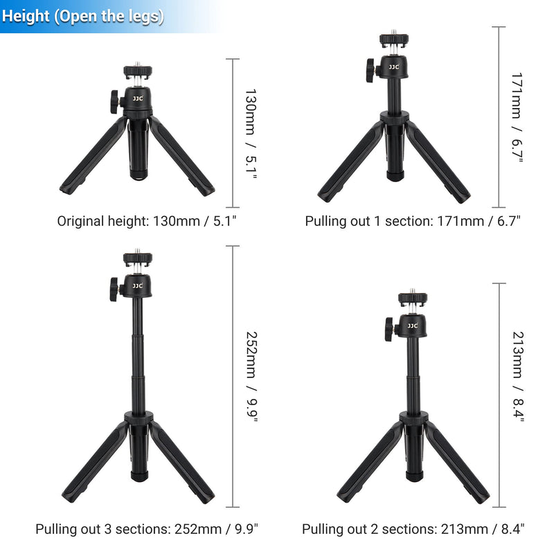  [AUSTRALIA] - Extendable Camera Mini Tripod, 3 Sections 360°Pan and 90°Tilt Selfie Stick Tripod for Canon G7X Mark III Sony ZV-1 RX100 VII Action Camera Gopro Hero 9/8/7/6 Black DJI Osmo Action Tripod Kit(Tripod/Phone Clip/Adapter)