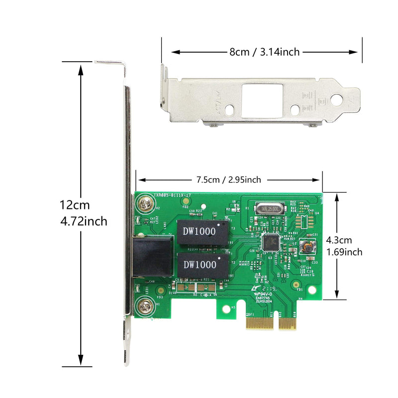  [AUSTRALIA] - CERRXIAN Gigabit Ethernet PCI Express 1x Slot PCI-E Network Card 10/100 / 1000Mbps with Low Profile Bracket for Desktop PC