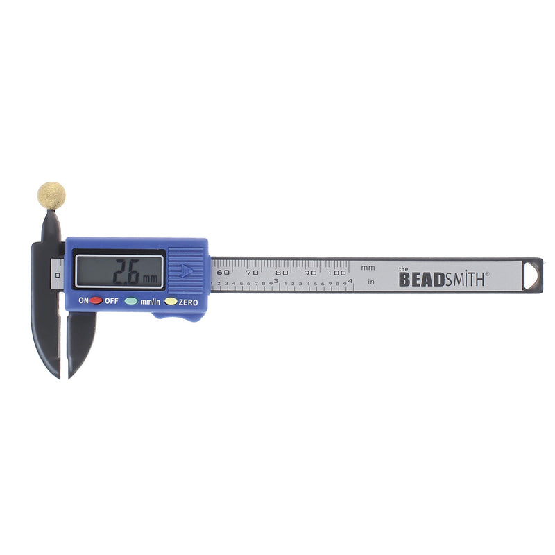 The Beadsmith Digital Caliper, 4 inch/100mm, Carbon Fiber, Battery Powered, On/Off Button, LCD display BONUS: Battery Included! - LeoForward Australia