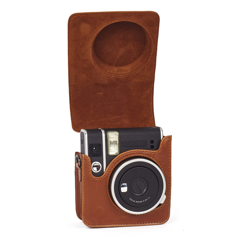  [AUSTRALIA] - Phetium Instant Camera Case Compatible with Instax Mini 40,PU Leather Bag with Pocket and Adjustable Shoulder Strap (Brown) Brown