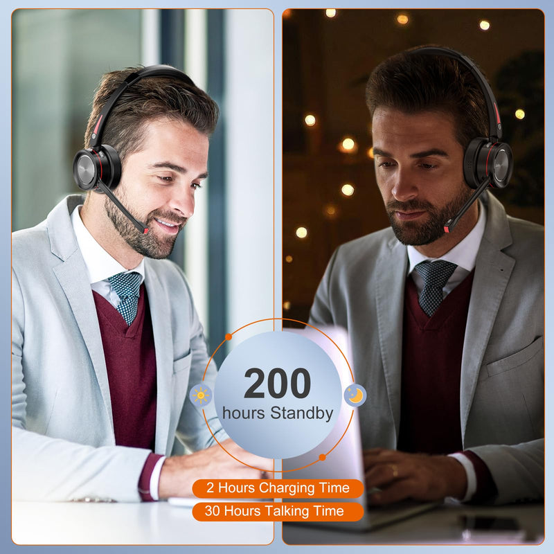  [AUSTRALIA] - Yexatel Bluetooth PC Headset V5.2, Noise Cancelling Microphone, 30H Talk Time, Single Ear Wireless Headset for PC Laptop Computer Cell Phone, Cordless Headset for Trucker Office Working from Home Y890BT Single Ear