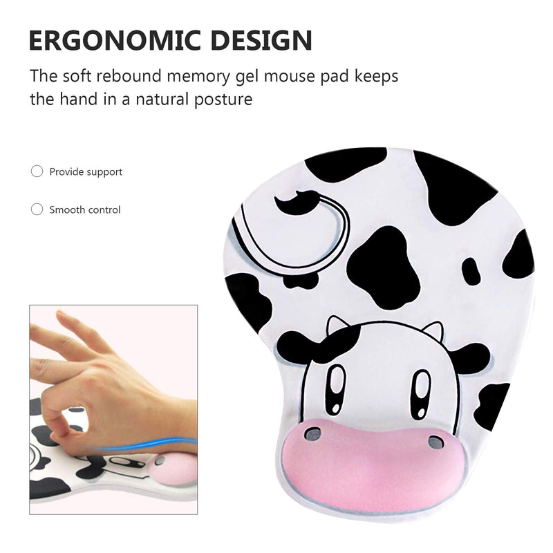  [AUSTRALIA] - Mouse Pad,Ergonomic Mouse Pad,Wrist Protected Elastic Gel Wrist Rest, Non-Slip Rubber Base Mouse Pad with Wrist Support for Gaming Computer Office Home Working Studying(Cow Style)