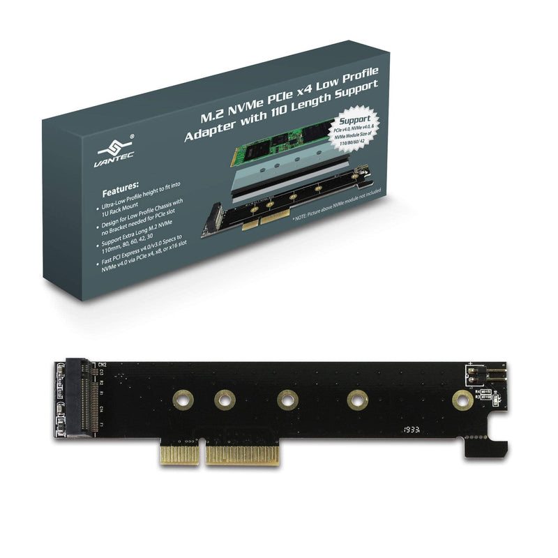  [AUSTRALIA] - Vantec M.2 NVMe PCIe x4 Low Profile Adapter with 110 Length Support (UGT-M2PC130), Black