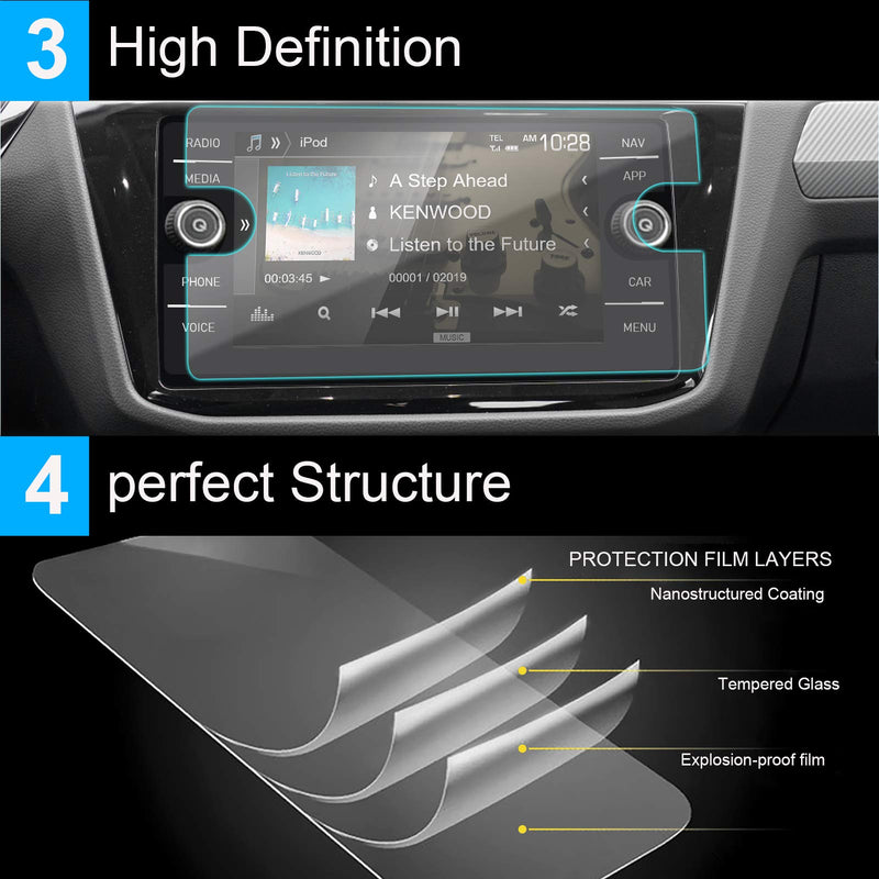 TTCR-II Screen Protector for Volkswagen Tiguan SE SEL 2018/2019/2020/2021 Navigation Display, Tempered Glass Screen Protector Foil With 8-Inch, Console Touchscreen Protective Film 8'' Tiguan 2018/2019/2020/2021 - LeoForward Australia