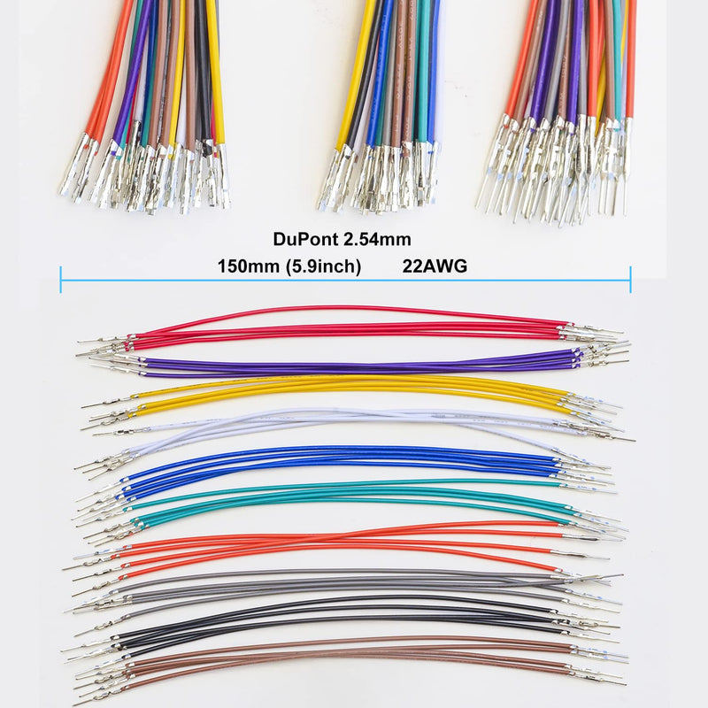  [AUSTRALIA] - Keszoox Dupont 2.54mm JST Connector Kit with 22AWG Premium Pre-Crimped Cables, Dupont 1 and 2 Rows Connectors 1/2/3/4/5/6 Pin Housing with Length of 150mm Male & Female Wire Cable