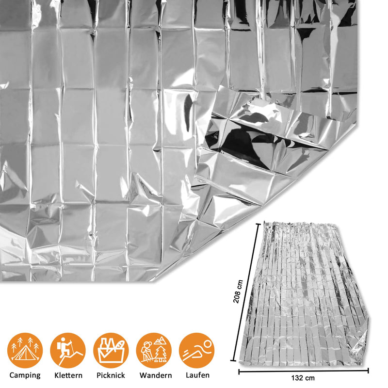  [AUSTRALIA] - ANCwear Emergency Blankets, Foil Mylar Thermal Blankets Space Blanket 52"x82" for Outdoors,Hiking,Survival,or First Aid 6 Pack Silver