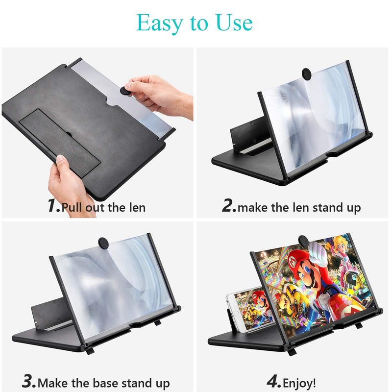  [AUSTRALIA] - Screen Magnifier, Screen Amplifier, CanJoo 16" Phone Screen Magnifier Smartphone Mobile Phone 3D Magnifying Screen Screen Enlarger for Movies, Videos and Gaming Suit for All Smartphones (16 in) 16 in