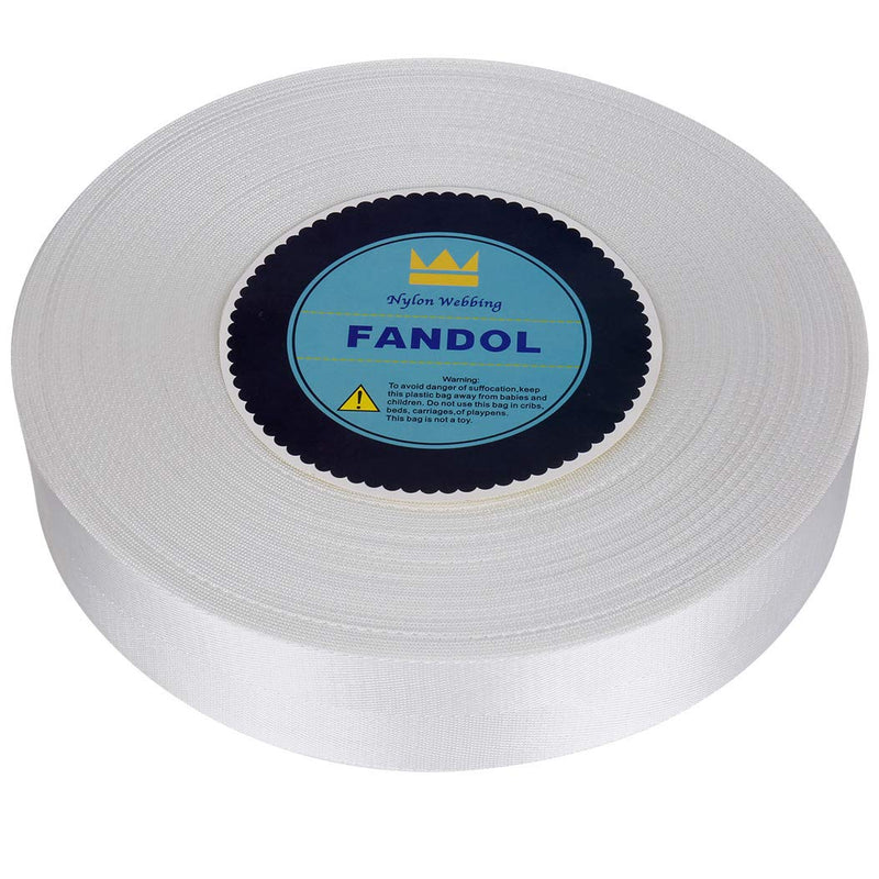  [AUSTRALIA] - FANDOL Nylon Webbing - Heavy Duty Strapping for Crafting Pet Collars, Shoulder Straps, Seatbelt, Slings, Pull Handles - Repairing Furniture, Gardening, Outdoor Gear & More (1 inch x 10 Yards, White) 1 inch x 10 yards