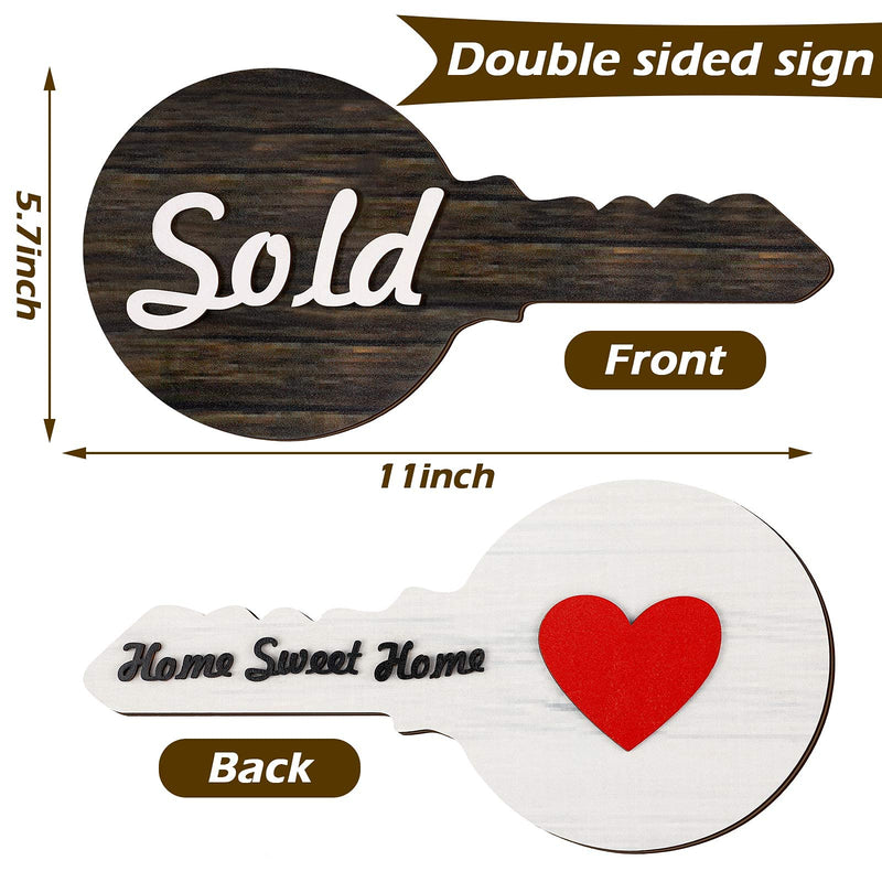  [AUSTRALIA] - Real Estate Sold Sign Funny Key Shaped Real Estate Sold Sign Wooden Social Media Photo Props Home Sweet Home Marketing Sign Realtor Wood Sign Real Estate Agent, New Homeowner Present (Heart Pattern)