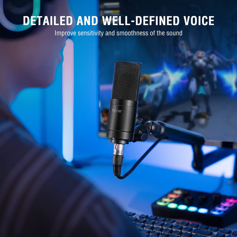  [AUSTRALIA] - FIFINE XLR Microphone, Condenser Podcast Mic for Recording, Vocal, Voice-Over Streaming, Podcast, Singing, Cardioid Studio Microphone, Metal Material, Black-K669C