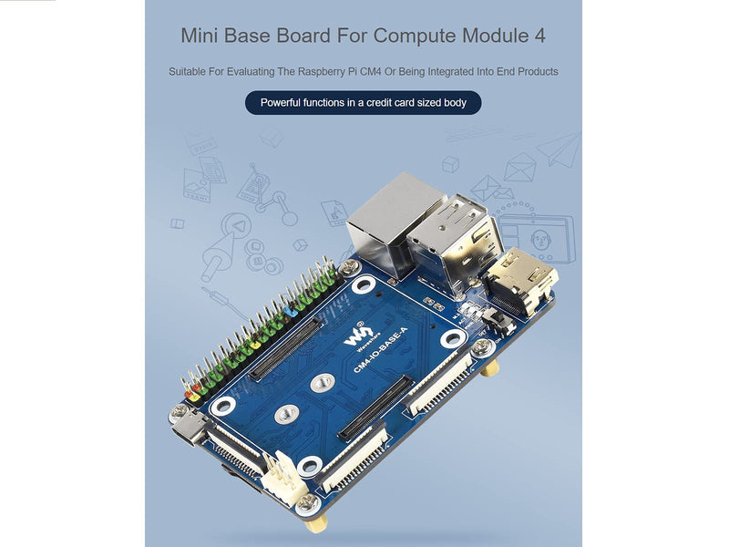  [AUSTRALIA] - for Raspberry Pi Compute Module 4 IO Board,Mini Base Board (A) Lite Version with Standard CM4 Socket and Color-Coded Raspberry Pi 40PIN GPIO Header Onboard CSI/DSI/FAN/HDMI/USB/RJ45 Connectors CM4 IO BASE A
