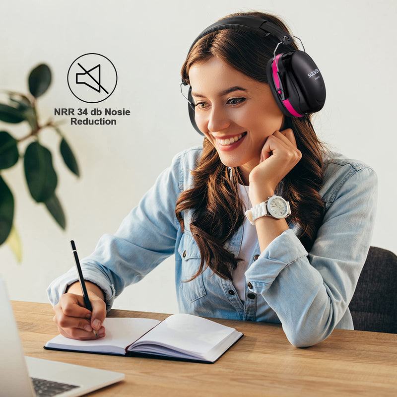  [AUSTRALIA] - SULWZM Hearing Protection Ear Muffs,NRR 28db Noise Cancelling for Shooting, Mowing, Construction,Rose Rose