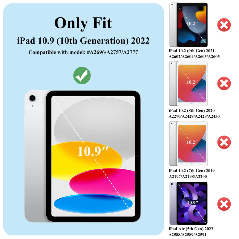  [AUSTRALIA] - Supveco Case for iPad 10th Generation (10.9'', 2022 Released), Dual Layer Full Body Protection Cases with Built-in Screen Protector Drop-Proof Cover for iPad 10.9 Inch - Ice Blue