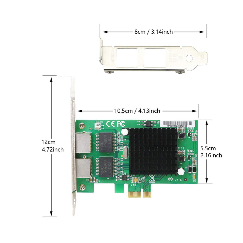  [AUSTRALIA] - CERRXIAN Dual Port Gigabit Ethernet PCI Express PCI-E 1x Slot Network Card NIC 10/100 / 1000 Mbps with Low Profile Bracket for Desktop PC