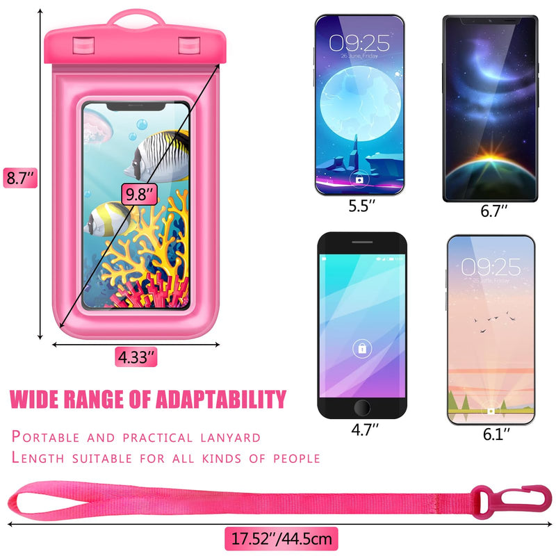  [AUSTRALIA] - FYJLXF Universal Waterproof Case for Beach, Large Floating Waterproof Phone Pouch, Underwater Case Clear Cellphone Dry Bag Outdoor Beach Swimming Snorkeling Bag for Smartphone up to 6.9 Inch (Pink) Pink