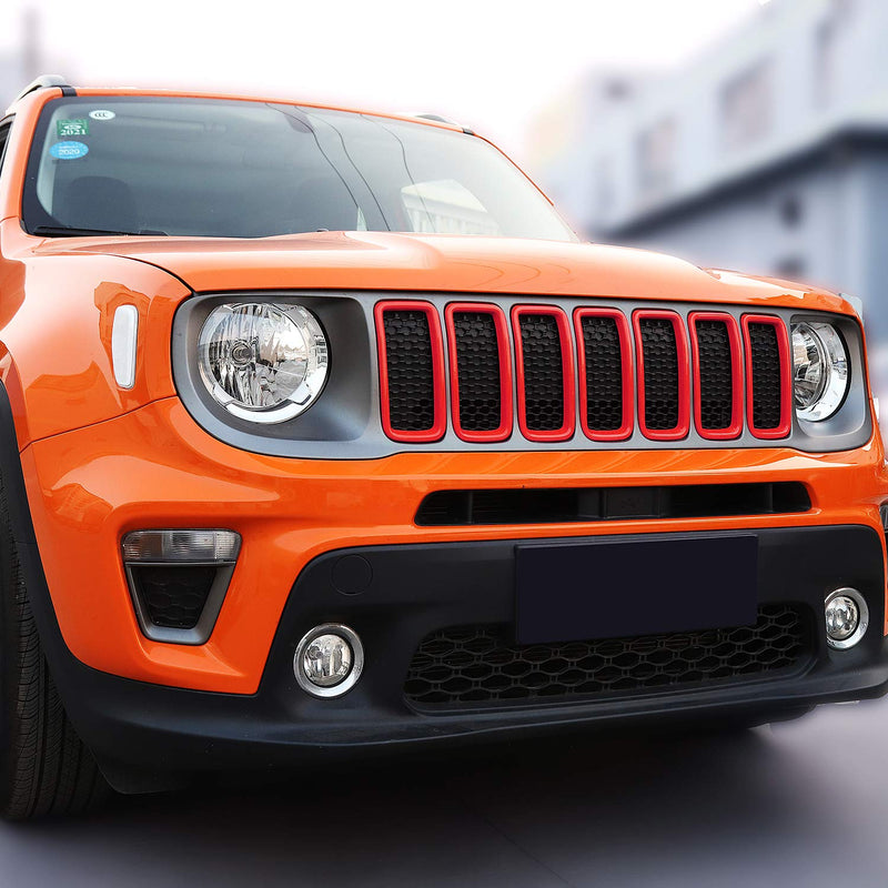 JeCar Grille Inserts ABS Grill Cover Trim Kit Exterior Accessories for 2019 2020 Jeep Renegade BU, Red - LeoForward Australia