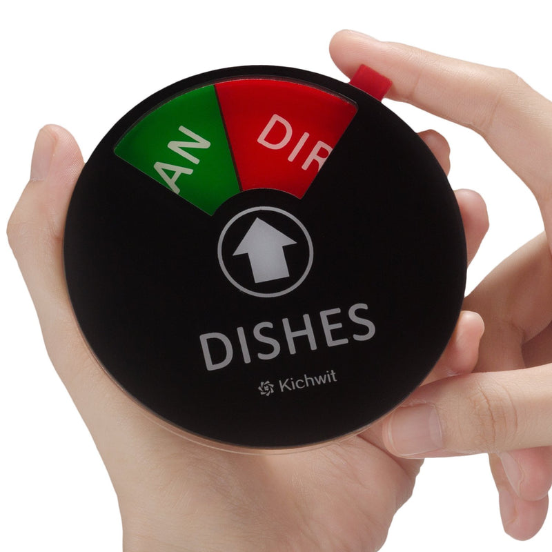  [AUSTRALIA] - Kichwit Clean Dirty Dishwasher Magnet with The 3rd Option “Running”, Perfect for Quiet Dishwashers, Non-Scratch Strong Magnet Backing & Residue Free Adhesive, 3.5” Diameter, Black