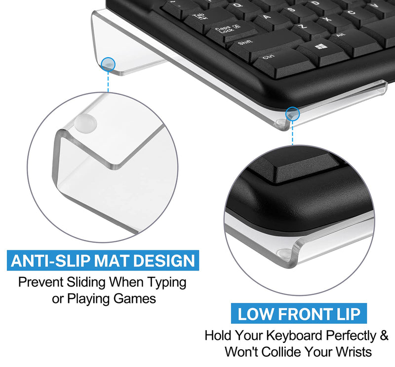 MaxGear Computer Keyboard Stand Keyboard Riser Acrylic Keyboard Stand for Desk Clear Keyboard Holder for Desk with Adjustable Height for Easy Ergonomic Typing at Office, Home, School - LeoForward Australia