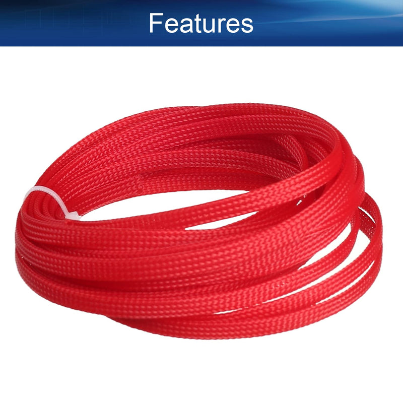  [AUSTRALIA] - Bettomshin 1Pcs 16.4Ft PET Braided Cable Sleeve, Width 0.24 Inch Expandable Braided Sleeve for Sleeving Protect Electric Wire Electric Cable Red