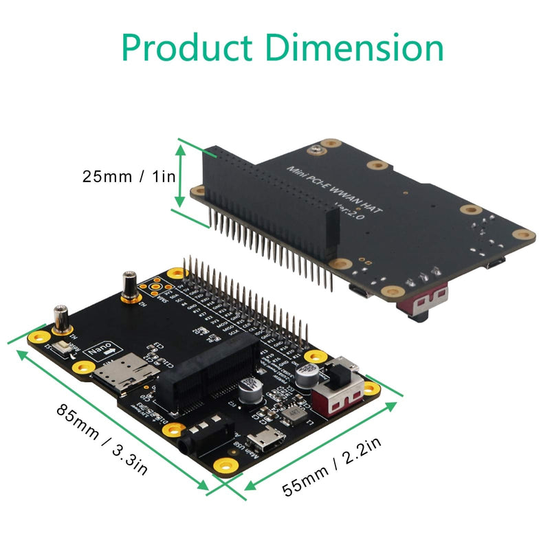  [AUSTRALIA] - PUSOKEI for Raspberry Pi 3G/4G LTE Base Hat PC/Laptop/Computer Board Built-in Nano SIM Card Socket with USB 2.0 to Micro USB Cable for Raspberry Pi 4/3/2/B+