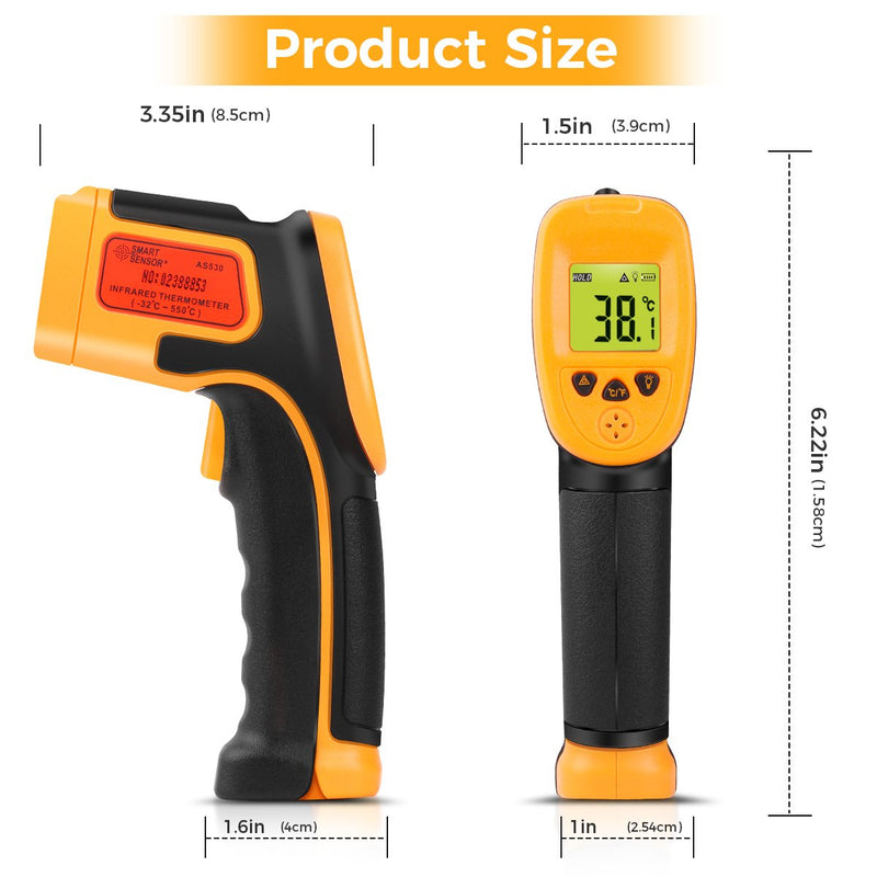  [AUSTRALIA] - Infrared Thermometer, Digital IR Laser Thermometer Temperature Gun -26°F~1022°F (-32°C～550°C) Temperature Probe Cooking/Air/Refrigerator - Meat Thermometer Included -Non Body Thermometer