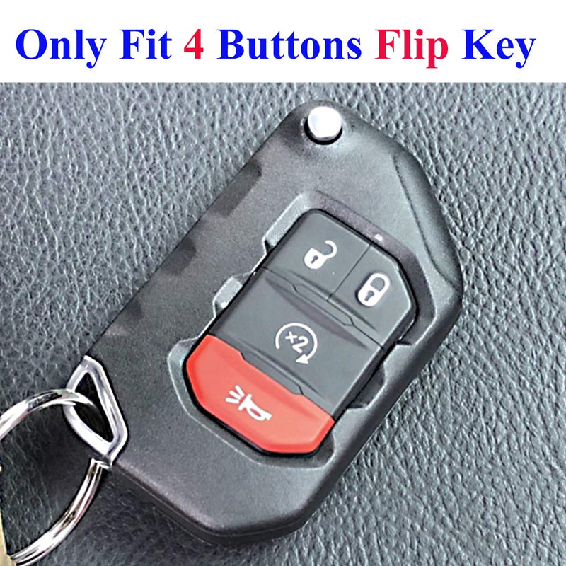 Qty(2) Alegender Black Grey 4Buttons Flip Key Cover Case Fob Bag Keyless Jacket Protector Fit for Jeep 2019 2018 Wrangler JL JLU Rubicon 68292944AA - LeoForward Australia