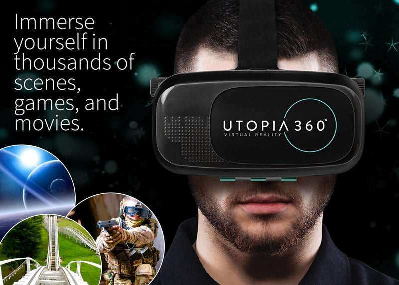  [AUSTRALIA] - Utopia 360° VR Headset | 3D Virtual Reality Headset for VR Games, 3D Movies, and VR Apps - Compatible with iPhone and Android Smartphones (2018 Virtual Reality Headset Model)