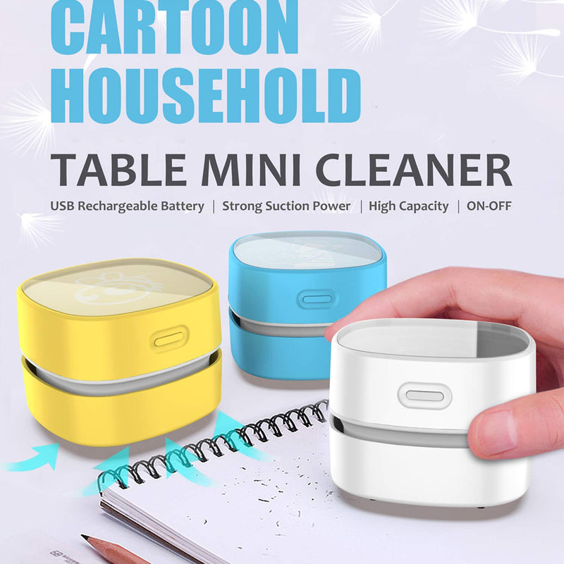  [AUSTRALIA] - ODISTAR Desktop Vacuum Cleaner, Mini Table dust Sweeper Energy Saving,High Endurance up to 120 mins, Cordless&360º Rotatable Design for Cleaning Hairs,Crumbs,Computer Keyboard,Piano,car(Yellow) Yellow