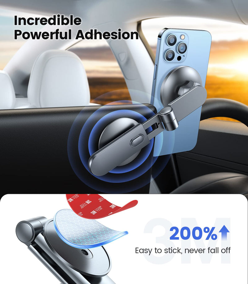  [AUSTRALIA] - VICSEED Tesla Phone Mount【Strongest Magnet Power】Foldable Hidden Tesla Phone Holder Fit for All Phone, Tesla Model 3 Model Y for MagSafe Car Mount, Tesla Model Y Accessories, Tesla Model 3 Accessories