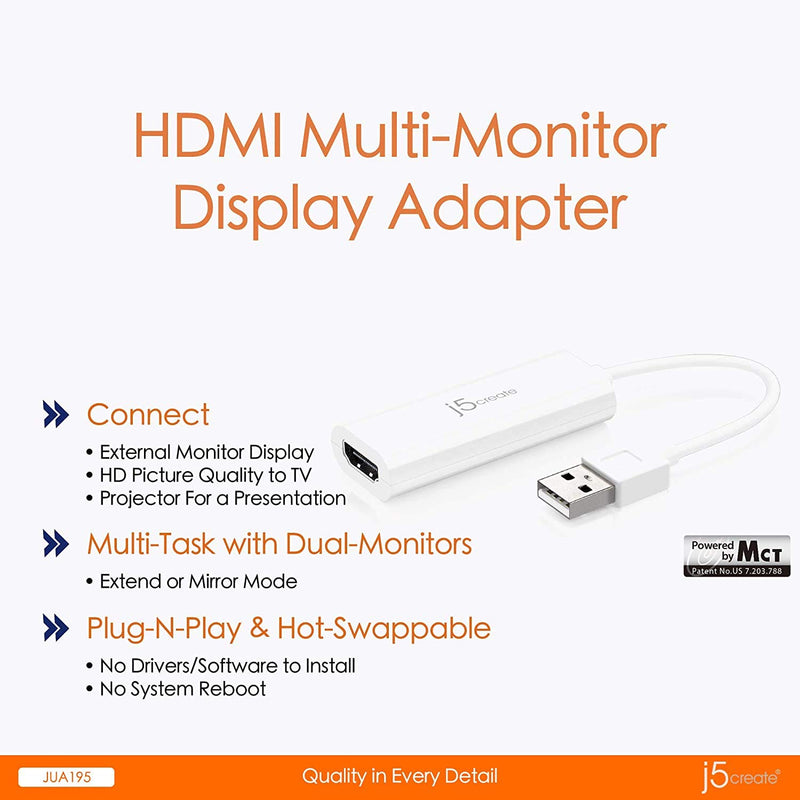 j5create USB to HDMI Display Adapter- USB to HDMI 1080P cable converter adapter for Windows 10/8.1/8/7, XP, and Mac OS - LeoForward Australia