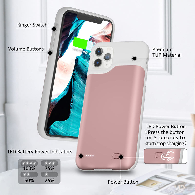  [AUSTRALIA] - Gladgogo Battery Case for iPhone 11 Pro 6000mAh Enhanced Battery Charger Case Portable Protective Charger Cover Rechargeable Charging Case for Apple iPhone 11 Pro (5.8 inch) - Pink