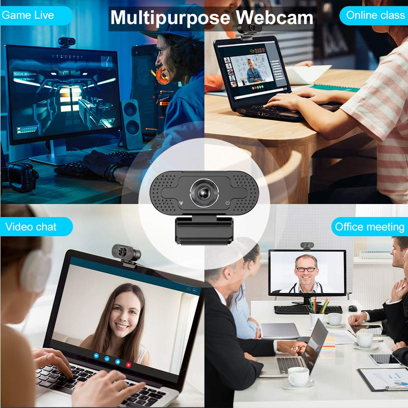  [AUSTRALIA] - 1080P Webcam with Microphone, wechi HD Webcam Anti-Spy, USB 2.0 Plug and Play, Web Camera for Windows/Mac OS PC, Live Streaming, Video Call, Recording, Online Classes, Game