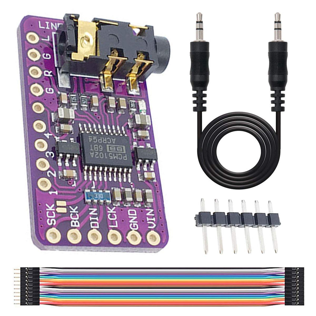 [AUSTRALIA] - DAOKI PCM5102 DAC Decoder Module I2S Interface GY-PCM5102 PHAT Format Player Board Digital-to-Analog Converter Voice Module for Arduino, Raspberry Pi with 3.5mm Jack Audio Cable, Dupont Cable