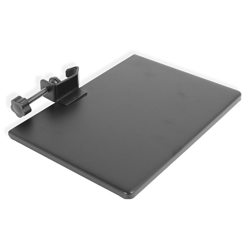  [AUSTRALIA] - GEBRENT Microphone Stand Tray 7.9x5.5 in - Steel Clamp-On Rack Tray Holder - For Music Sheets, Live Streaming, Karaoke - Comes with Microphone Anti-Rolling Protector