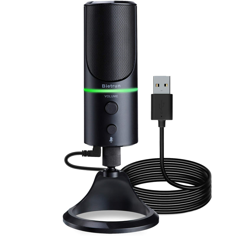  [AUSTRALIA] - USB Microphone for Computer PC with Noise Cancelling,Mute Button,Headphone Jack,LED Ring,Plug＆Play Bietrun Condenser Cardioid Mic for Mac/Windows/Desktop/Laptop/Xbox/Ps for Zoom, Podcasts, Streaming