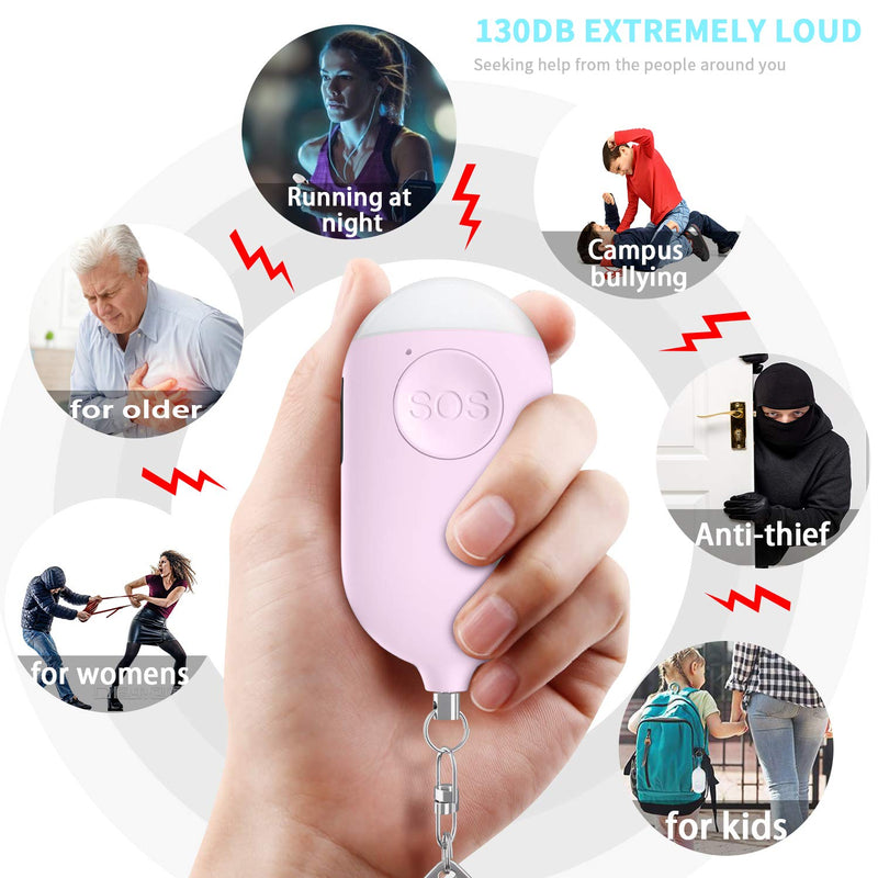 Safesound Personal Alarm Siren Song One PACK- 130dB Rechargerable Self Defense Alarm Keychian with Emergency Mini LED Flashlight - Security Personal Protection Devices for Women Girls Kids and Elderly Pink - LeoForward Australia